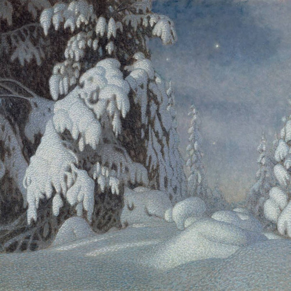 Character Creator - Ovanför Ett Orört Snölandskap Glittrar Stjärnorna I Den Mörka Natthimlen
